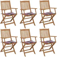vidaXL Klappbare Gartenstühle 6 Stk. mit Kissen Massivholz Akazie