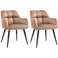 Vente-unique Stuhl 2er-Set - Samt & Metall - Beige - PEGA von Pascal MORABITO