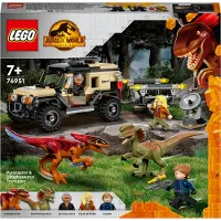 LEGO Jurassic World Pyroraptor & Dilophosaurus Transport, Dinosaurier-Spielzeug mit Off-Road-Spielzeugauto, 3 Minifiguren und 2 Dino-Figuren, für Fans von Jurassic-Park, ab 7 Jahre 76951