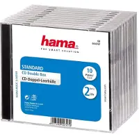 Hama CD Double Jewel Case Standard, Pack 10, 2 Disks, Transparent