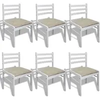 vidaXL Esszimmerstühle 6 Stk. Weiß Massivholz und Samt