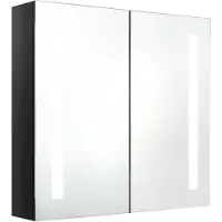 vidaXL LED-Spiegelschrank fürs Bad Glänzend Schwarz 62x14x60 cm