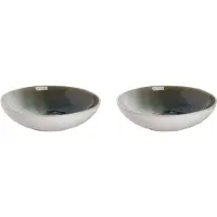 Palmer Nordic große tiefe Teller - 2er-Set, Steinzeug, Ø 22,5 cm, weiß dunkel-grün beige, für Pasta, Suppe oder als Servierteller