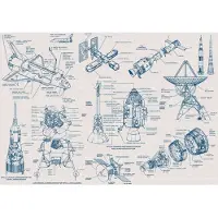 Overig Vliestapete "Digitaldruck Vlies - Spacecraft Architecture - Größe 400 x 280 cm" bedruckt glatt Kinderzimmer