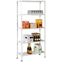 Avasco Lagerregal - 300 kg Kapazität - 170 cm hoch - 73 cm breit - 5 verstellbare Fachböden - Metall - Weiß