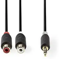 Nedis Stereo-Audiokabel - 3.5 mm Stecker - 2x Cinch Buchse - Vergoldet - 0.20 m - Rund - Anthrazit - Box