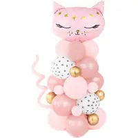Party Deco 37 Luftballons und Folienballon Katze 83x140cm Helium Ballons Latexballons Folienluftballon Ballonset Kindergeburtstag Mädchen Geburtstag Deko Rosa