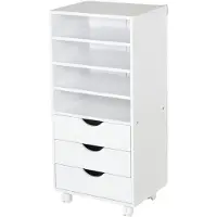 Vinsetto Mueble Auxiliar Para Oficina Estudio Gran Espacio De Almacenaje Con 3 Cajones 4 Estantes Abiertos 4 Ruedas 40x30x83 Cm Blanco Wei?