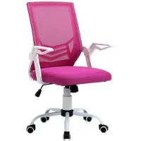 Vinsetto Swivel Office Chair With Lumbar Support And Breathable Backrest Rosa