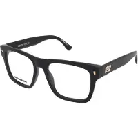 Dsquared2 D2 0037 Herren-Brille inkl. Gläser Vollrand Quadratisch Acetat-Gestell 53/18/145, schwarz