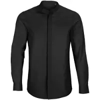 NEOBLU Herren Popeline Hemd mit Maokragen langarm Bart Men deep black XXL