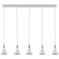 LINDBY Pendelleuchte Arina, 100 cm, weiß, 5-flammig, E14