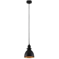 LINDBY Industrie / Industrial Industrielle Hängelampe schwarz mit Gold / Messing - Jasminka / Innenbeleuchtung / Wohnzimmerlampe / Schlafzimmer / Küche Stahl Rund LED geeignet E27 Max. 1 x 60 Watt