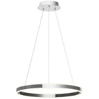 LUCANDE Lyani Pendelleuchte Ø60 Chrome/White - , Lyani, dimmbar, Metallisch, für Wohnzimmer, Metall, Modern