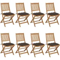 vidaXL Klappbare Gartenstühle 8 Stk. mit Kissen Massivholz Akazie