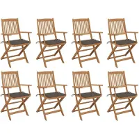 vidaXL Klappbare Gartenstühle mit Kissen 8 Stk. Massivholz Akazie