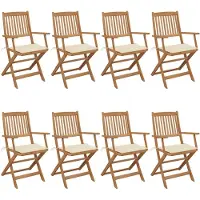 vidaXL Klappbare Gartenstühle 8 Stk. mit Kissen Massivholz Akazie
