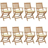 vidaXL Klappbare Gartenstühle 8 Stk. mit Kissen Massivholz Akazie