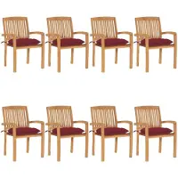 vidaXL Stapelbare Gartenstühle mit Kissen 8 Stk. Massivholz Teak