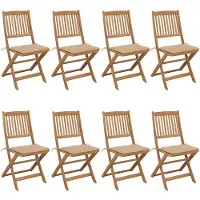 vidaXL Klappbare Gartenstühle 8 Stk. mit Kissen Massivholz Akazie