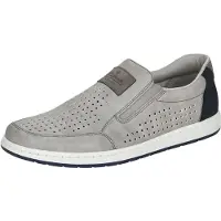 Rieker Herren Slipper Halbschuh Gummizug Lochmuster perforiert 18267, Größe:45 EU, Farbe:Grau