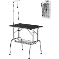 EStore Hundetisch aus Edelstahl mit verstellbarem Arm und Korb