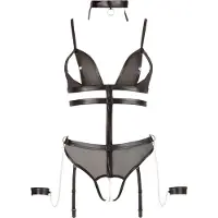 Cottelli collection Bondage - Strappy Open-Body mit Ketten (Schwarz) - M