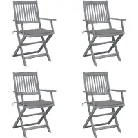vidaXL Klappbare Gartenstühle 4 Stk. mit Sitzkissen Massivholz Akazie
