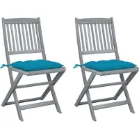 vidaXL Klappbare Gartenstühle 2 Stk. mit Kissen Massivholz Akazie