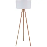 LINDBY Stehleuchte Charlia, weiß, Holz, Höhe 150cm