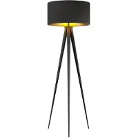 LINDBY Stehlampe Benik , schwarz, für Wohn- / Esszimmer, Textil / Stoff / Seide, Modern, Stehlampe