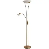 LINDBY Stehlampe Felicia, messing, 180 cm, E27, Leselicht