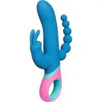 Huismerk Vice Double - Drehbarer, dreifacher Vibrator (blau)