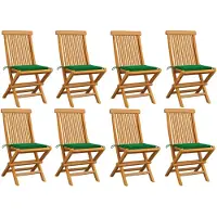 vidaXL Gartenstühle mit Grünen Kissen 8 Stk. Massivholz Teak