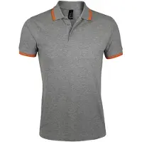 Sol SOLs 00577 | Herren Polo Shirt Pasadena - Farbe: Grey Melange/Orange - Größe: L