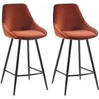 Vente-unique 2er-Set MASURIE Barhocker - Velours - Farbe terracotta