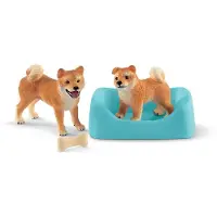 Schleich Shiba Inu mother and puppy, 3 Jahr(e), Blau, Braun