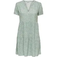 ONLY Sommerkleid "ONLZALLY – Sommerkleid mit V-Ausschnitt und Stufenvolant" regular fit, feminin, Jersey, Viskose, V-Ausschnitt