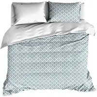 De Witte Lietaer Bettwäsche Azulejos Tourmaline Bright White Satin-200 x 200 / 220 cm | 2-Persoons