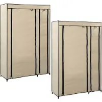 vidaXL Faltschränke 2 Stk. Creme 110x45x175 cm Stoff