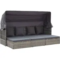 vidaXL Garten-Sonneninsel mit Dach Grautöne Poly Rattan