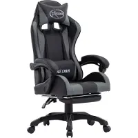 vidaXL Gaming-Stuhl mit Fußstütze Grau und Schwarz Kunstleder
