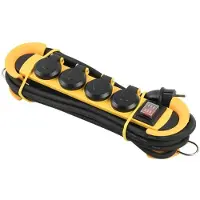 Perel Robuste Steckdose - 4-fach - Kabelmanagement - Ip44 - 3M Kabel - geerdet