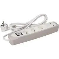 Perel 3-fach Schuko-Steckdose mit 2 USB-Anschlüssen Grau und Weiß