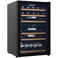 Cavin Polar Collection 51 - Weinkühlschrank | 37 Flaschen | 2 Temperaturzonen 4-22°C | Holzregalböden | Kompressor | Glastür mit UV-Schutz | schwarzer Weinkühlschrank mit zwei Zonen