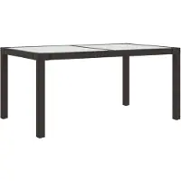 vidaXL Gartentisch 150x90x75 cm Gehärtetes Glas Poly Rattan Braun