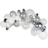 Amscan Ballongirlande silber weiss DIY 66 Ballons inkl. 4m Ballonband