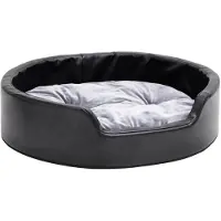 vidaXL Hundebett Schwarz-Grau 69x59x19 cm Plüsch und Kunstleder