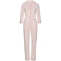 Vivance Pyjama pink Gr. 32/34 für Damen. Mit V-Ausschnitt. Bequem. Nachhaltig.