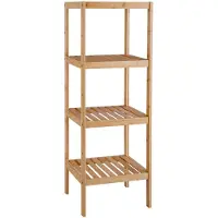 Decopatent Badezimmer Regal aus Bambusholz - Als offenes Badezimmerregal, Schuhregal oder Küchenregal - Lagerregal mit 4 verstellbaren Fächern/ Brettern - 33 cm breit -
